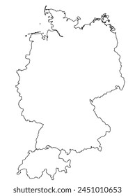 Contours of the map of Germany, Switzerland