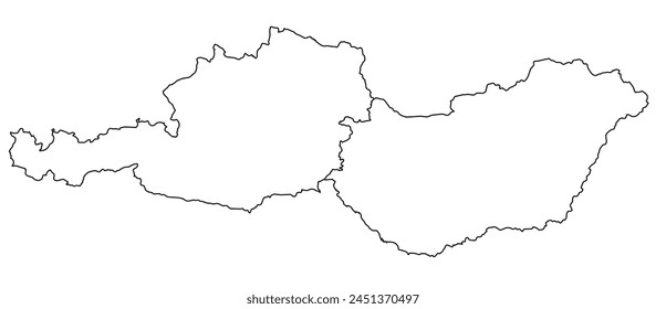 Contours of the map of Hungary, Austria
