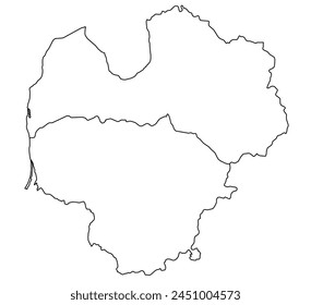 Contours of the map of Latvia, Lithuania