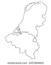 Contornos del mapa de Países Bajos, Bélgica