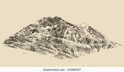 Mountains Sketch Mountains Ranges Hand Drawing Stock Vector (Royalty ...