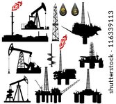 The contours of the oil industry facilities. Illustration on the production and sale of natural resources. Illustration on white background.