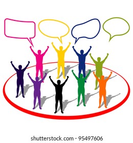 contours of people with speech bubbles