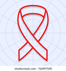 Contours of a red ribbon on a light background. The symbol of the struggle with AIDS. Vector illustration.