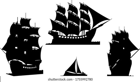 
contours of sailing ships and boats