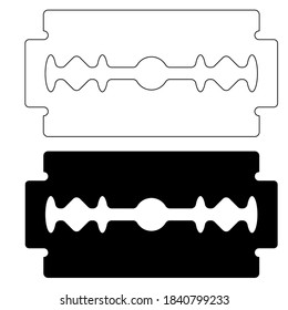 Konturen und Silhouette von Rasierblättern, Vektorbild von Rasierblättern