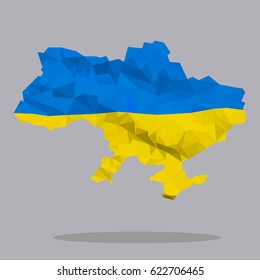 the contours of Ukraine with flag
