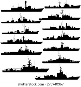 Set Silhouettes Warships Design Creativity Stock Vector (Royalty Free ...