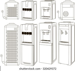 the contours of water dispensers in the vector