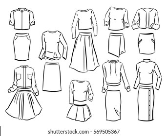 Clothes Doodles Set Fashion Sketch Apparel Stock Vector (Royalty Free ...