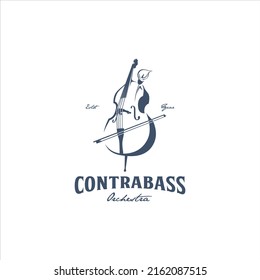 Contra Bass Cello Vintage Logo Design Vector Image