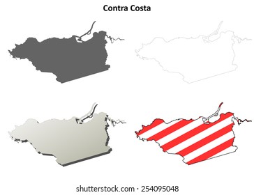 Contra Costa County (California) Outline Map Set