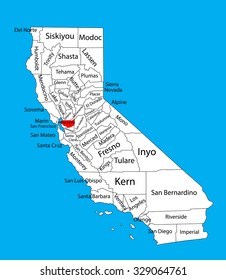 Contra Costa County (California, United States of America) vector map isolated on background. Editable map of California.