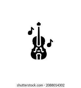 contrabass icon designed in solid black style and glyph style in musical instrument icon category