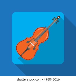 Contrabass icon in flat design with long shadows