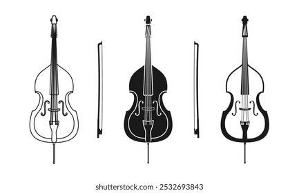 ícone de contrabaixo definir ilustração vetorial isolada no fundo branco.