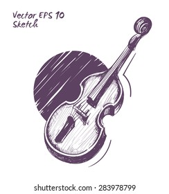 contrabass music concept sketch style vector illustration