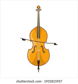 Contrabass is a musical instrument. Vector illustration of a flat contour style.