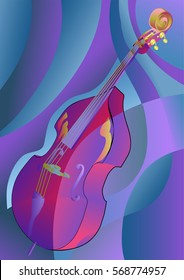 contrabass on multicolor background