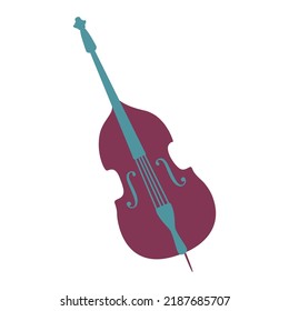 Contrabass semi flat color vector object. Musical instrument. Band performance. Full sized item on white. Orchestra simple cartoon style illustration for web graphic design and animation