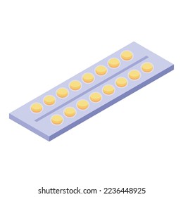 Contraception blister icon isometric vector. Birth patch. Control implant