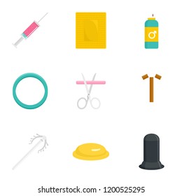 Contraception day icon set. Flat set of 9 contraception day vector icons for web design
