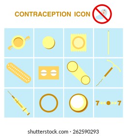 Contraception Icons Set, Birth Control