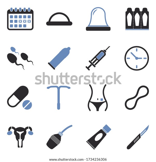 Contraception Icons Two Tone Flat Design Stock Vector Royalty Free 1734236306 Shutterstock 8743