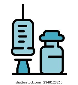 Contraception injection icon outline vector. Birth control. Hormone education color flat