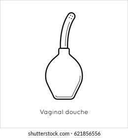Contraception method douche, lavement. Medical birth control. Planning pregnancy. Blue enema. Flat vector illustration isolated on white background