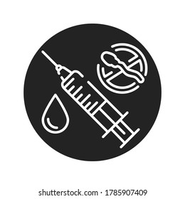 Contraception method injection black glyph icon. Women hormonal contraceptive, birth control. Safety sex sign. Pictogram for web page, mobile app