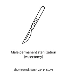 Contraception method male permanent sterilization vasectomy, line icon in vector.