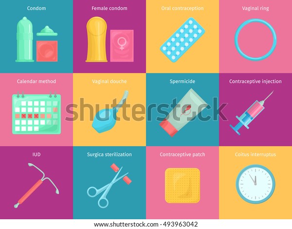 Contraception Methods Cartoon Icons Set Calendar Stock Vector Royalty Free 493963042 8528