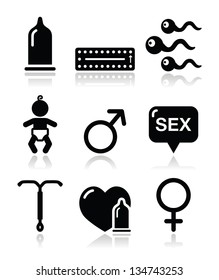 Contraception Methods, Sex Vector Icons Sex