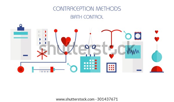 Contraception Methods Vector Icon Set Birth Stock Vector Royalty Free