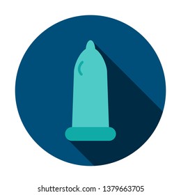 Contraceptive Circle Icon. Vector Illustration with Long Shadow. Medicine Item.