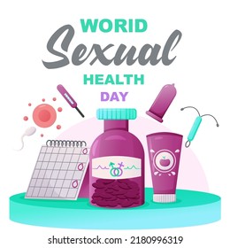 Ilustración de vectores gráficos anticonceptivos, Día Mundial de la Salud Sexual