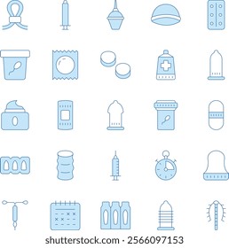 Contraceptive Methods duotone vector icons pack