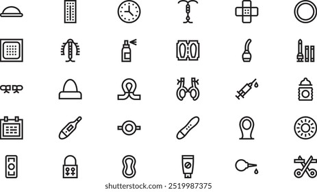 Contraceptive methods icons pack High-Quality Vector Icons Collection with Editable Stroke. Ideal for Professional and Creative Projects.