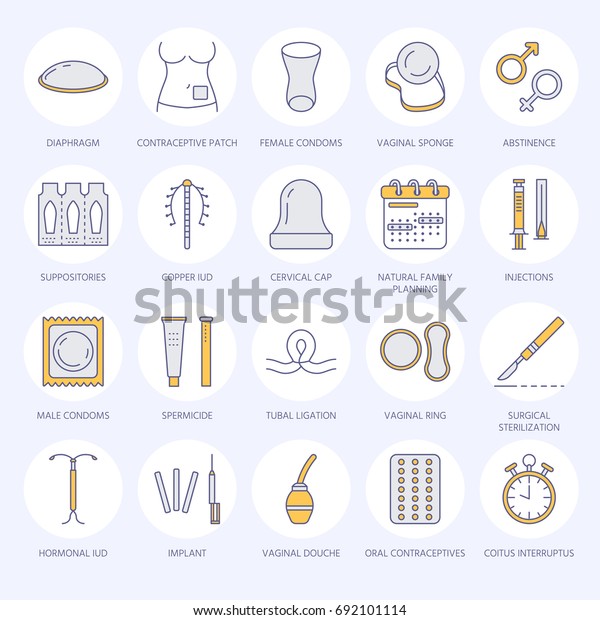 Contraceptive Methods Line Icons Birth Control Stock Vector Royalty Free 692101114 3476