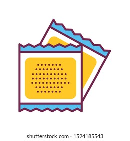 Contraceptive patch color line icon. Women hormonal contraceptive, birth control. Safety sex sign. Pictogram for web page, mobile app. UI/UX/GUI design element. 