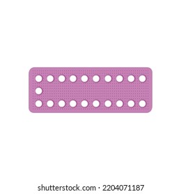 Contraceptive Pills, Birth Control Pills Pink Package Vector Illustration isolated on White