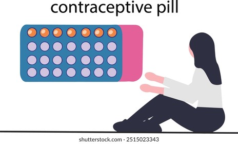 Concepto de píldoras anticonceptivas Ilustración vectorial. Anticonceptivos. Control de la natalidad y prevención del embarazo.