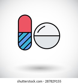 Contraceptive pills. Flat icon on the white background for web and mobile applications. Vector illustration.