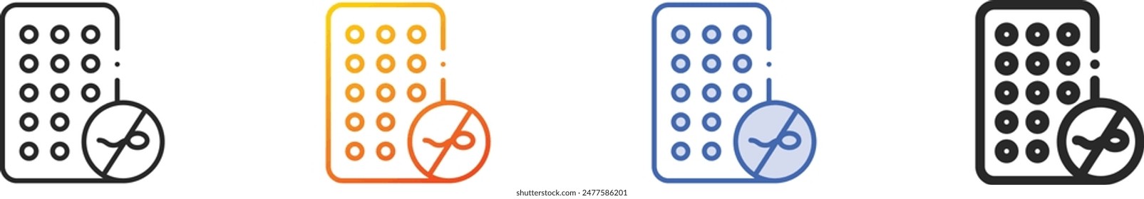 Verhütungspillen-Symbol. Dünne lineare, Verlaufs-, blaue Strich und fett Stil-Design isoliert auf weißem Hintergrund