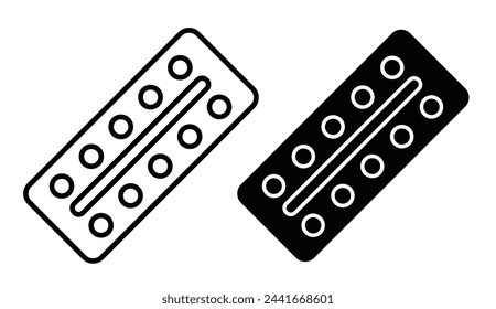 Contraceptive Pills and Medication Icons. Female Health and Birth Control Symbols.