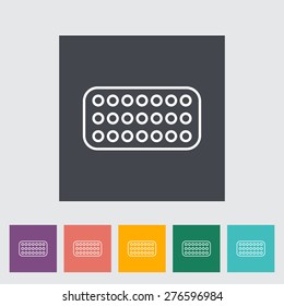 Contraceptive pills. Single flat icon on the button. Vector illustration.