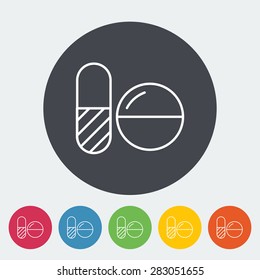 Contraceptive pills. Single flat icon on the button. Vector illustration.
