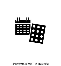 Contraceptive pills vector icon in black flat shape design isolated on white background