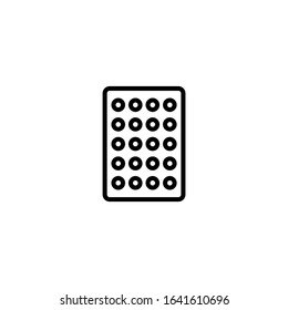 Contraceptive pills vector icon in linear, outline style isolated on white background